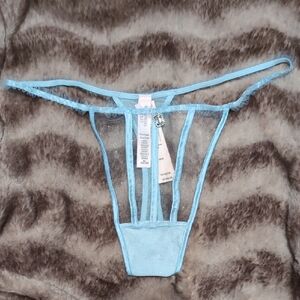Victoria's Secret  - Dream Angels Thong - Light Blue Sparkle Mesh With Gem